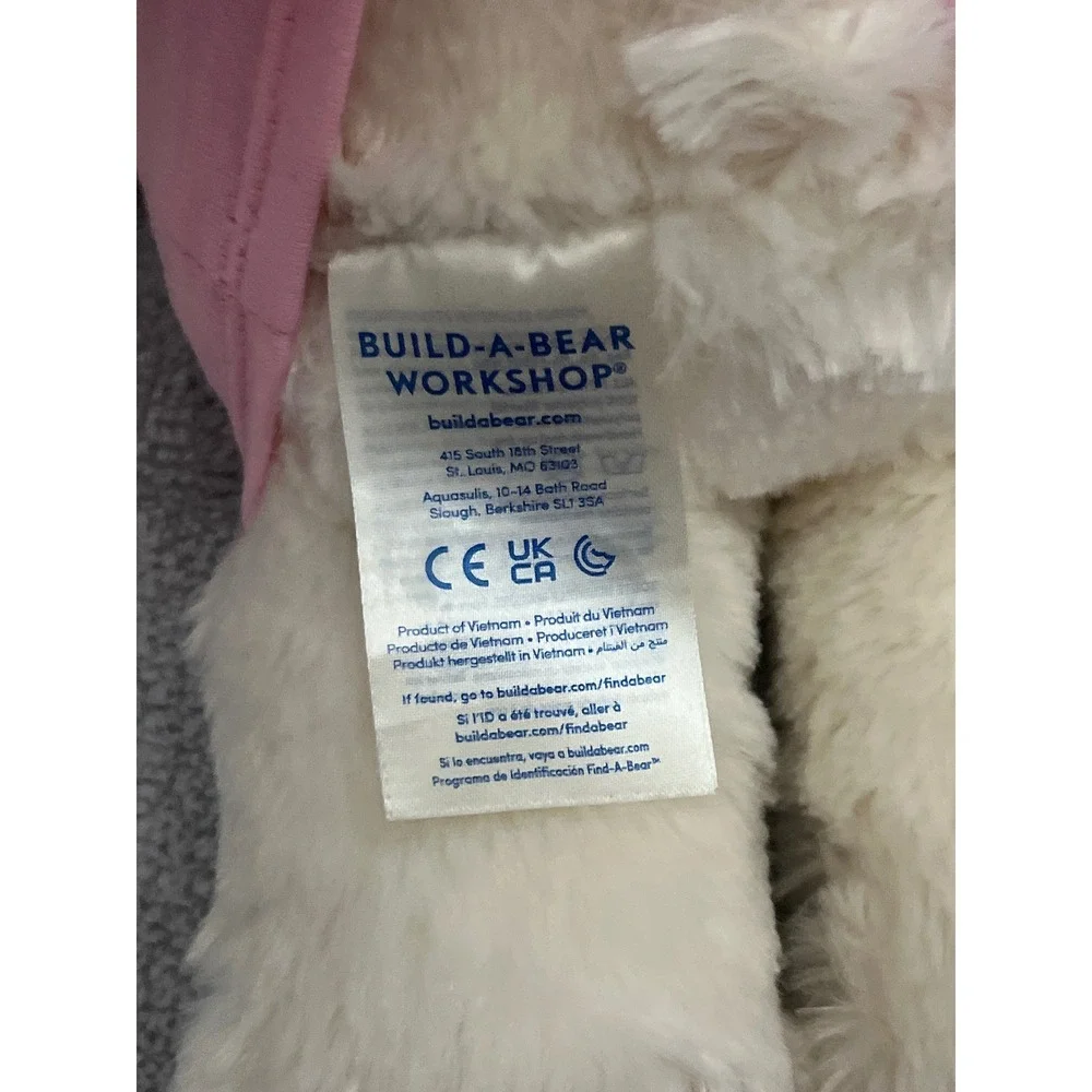 Build-A-Bear Workshop‎ White Teddy Bear Happy Mother's Day Pink Shirt Floral Lei